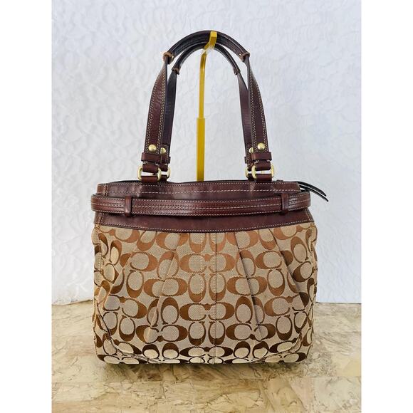 Vtg coach Hampton brown canvas/ leather carryall tote shoulder bag 121467 - Picture 2 of 10